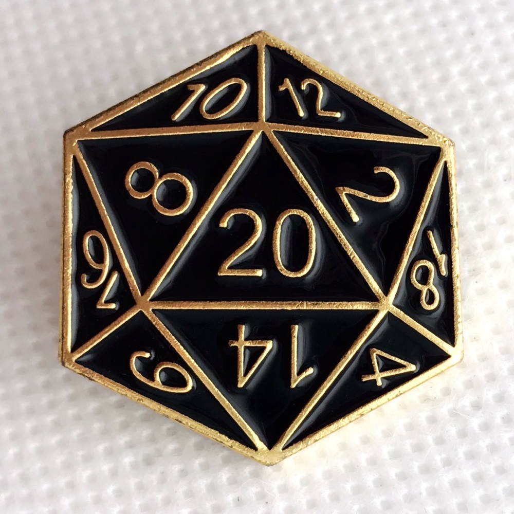 gold d20 pin